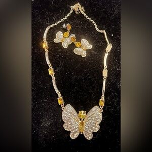 Butterfly Charm Necklace and Earring Set